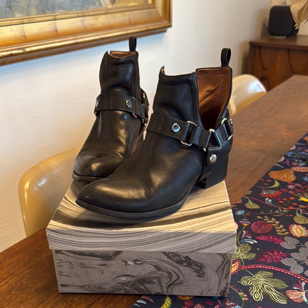 Jeffrey Campbell Black Leather Ankle Boots